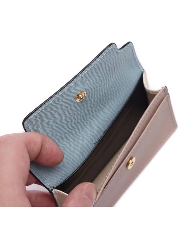 Logo Color Block Saffiano Card Wallet Aquamarine - MARNI - BALAAN 7