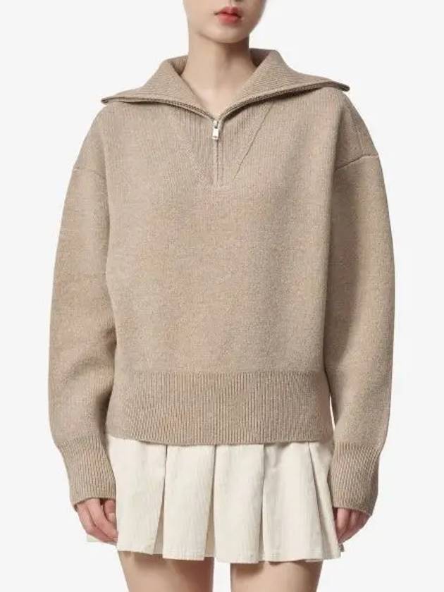 Fancy Half Zip-Up Neck Wool Knit Top Beige - ISABEL MARANT - BALAAN 2