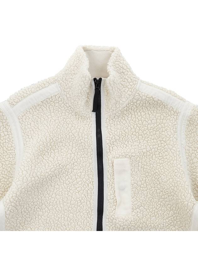 Embroidered Logo Furry Wool Zip-up Jacket Ivory - STONE ISLAND - BALAAN 4