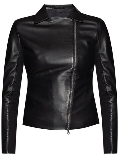 Women's Lambskin Jacket Black - EMPORIO ARMANI - BALAAN 2