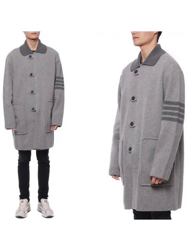 Striped Trim Detail Single Coat Grey - THOM BROWNE - BALAAN 2