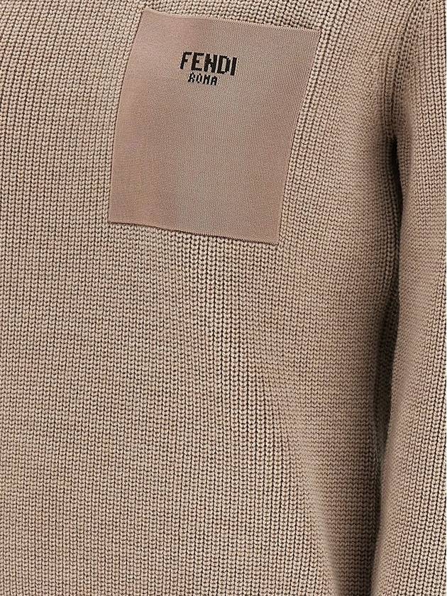 Pocket Wool Sweatshirt Beige - FENDI - BALAAN 4