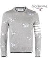 Hector Intarsia Crew Neck Knit Top Grey - THOM BROWNE - BALAAN 5