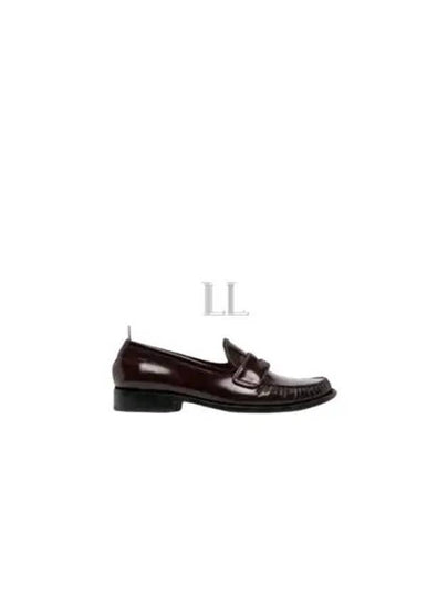 Pleated Leather Penny Loafers Burgundy - THOM BROWNE - BALAAN 2