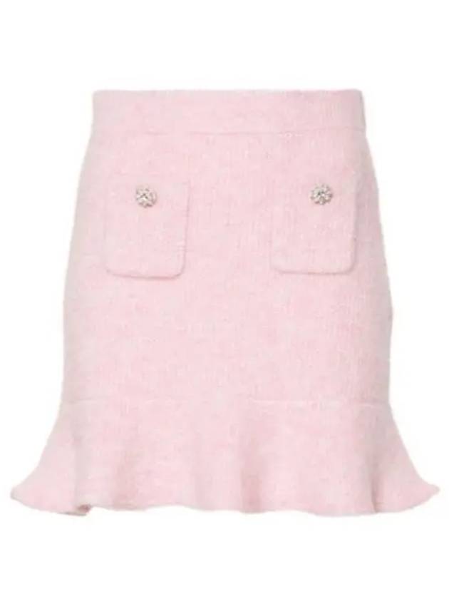 Women's Fluffy Rib Knit A-Line Skirt Pink - SELF PORTRAIT - BALAAN 2