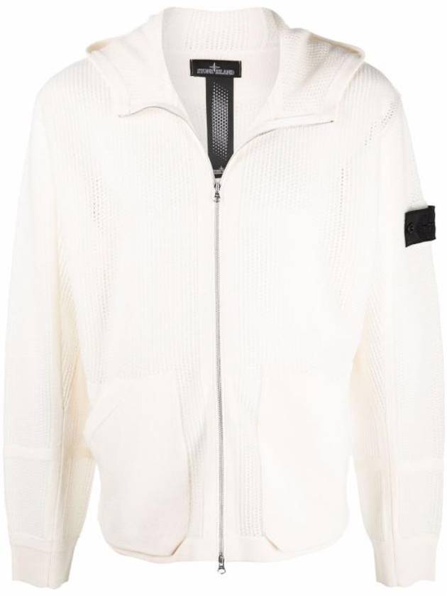 Shadow Project Mesh Stitch Nylon Wool Zip Up Hoodie White - STONE ISLAND - BALAAN 2