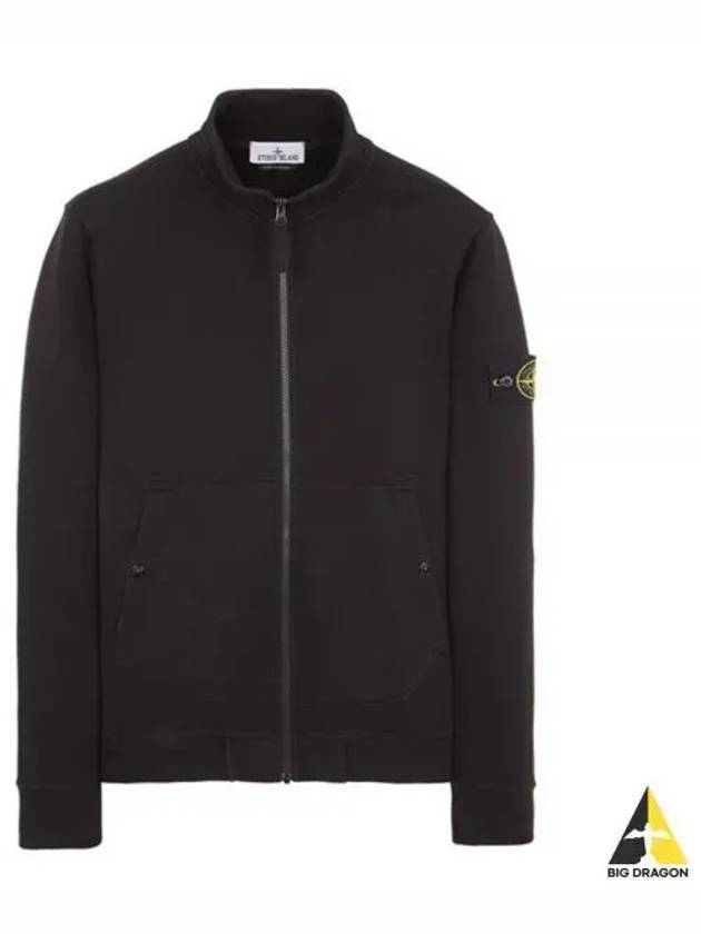 Brushed Cotton Fleece Zip-Up Jacket Black - STONE ISLAND - BALAAN 2