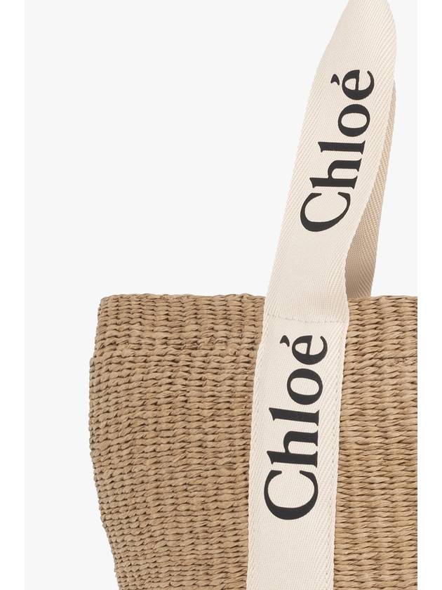 Large Woody Basket Tote Bag White Beige - CHLOE - BALAAN 7