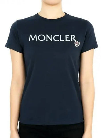 Kids Lettering Logo Patch Short Sleeve Navy 8C00005 83907 778 12 14A Adults can wear 271893 1053604 - MONCLER - BALAAN 1