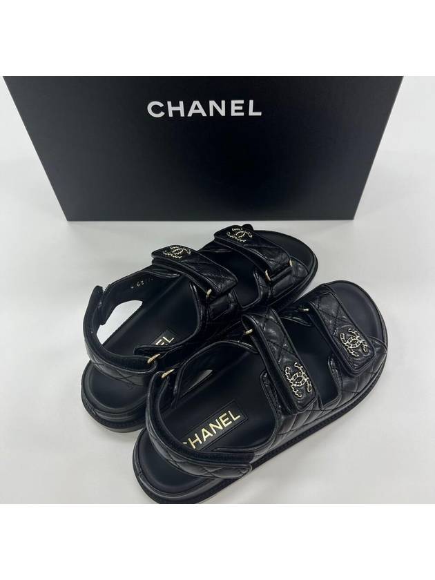 Women's CC Logo Velcro Sandals Gold Black - CHANEL - BALAAN 5