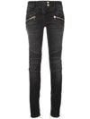 Low Rise Biker Skinny Jeans Black - BALMAIN - BALAAN 1