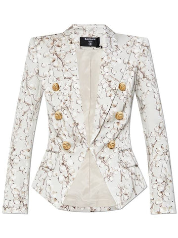 Balmain Satin Blazer With Print, Women's, Grey - BALMAIN - BALAAN 1