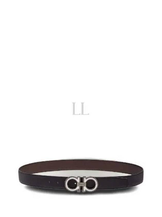 Men's Double Gancini Reversible Belt Black - SALVATORE FERRAGAMO - BALAAN 2