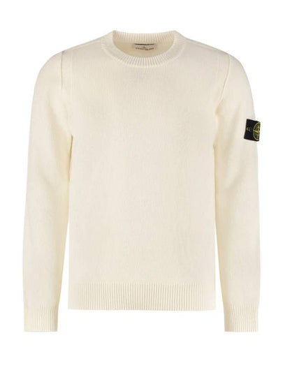 Wappen Patch Crew Neck Wool Knit Top White - STONE ISLAND - BALAAN 2