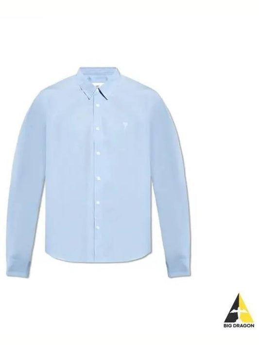 De Coeur Embroidery Cotton Long Sleeve Shirt Blue - AMI - BALAAN 2
