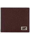 Baguette Leather Half Wallet Burgundy - FENDI - BALAAN 1