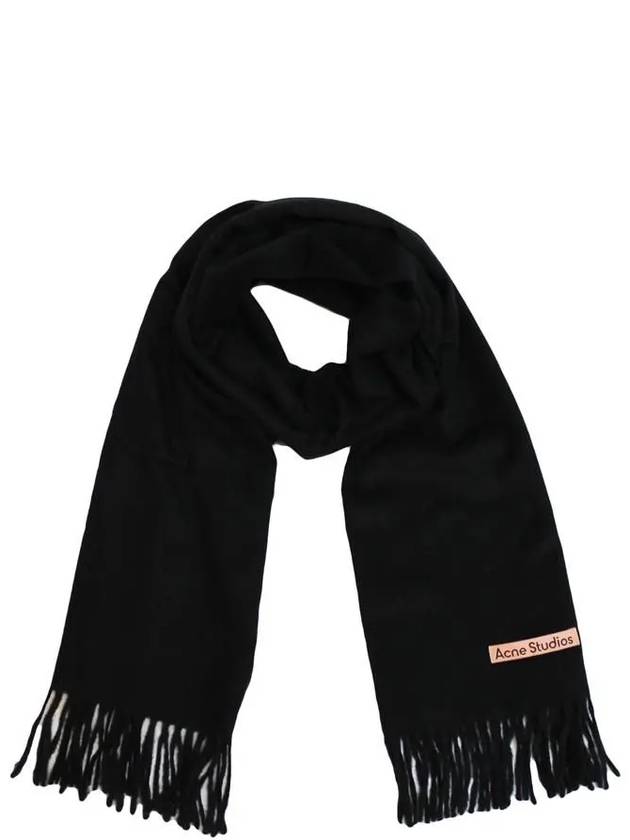 Logo Fringe Cashmere Muffler Black - ACNE STUDIOS - BALAAN 9