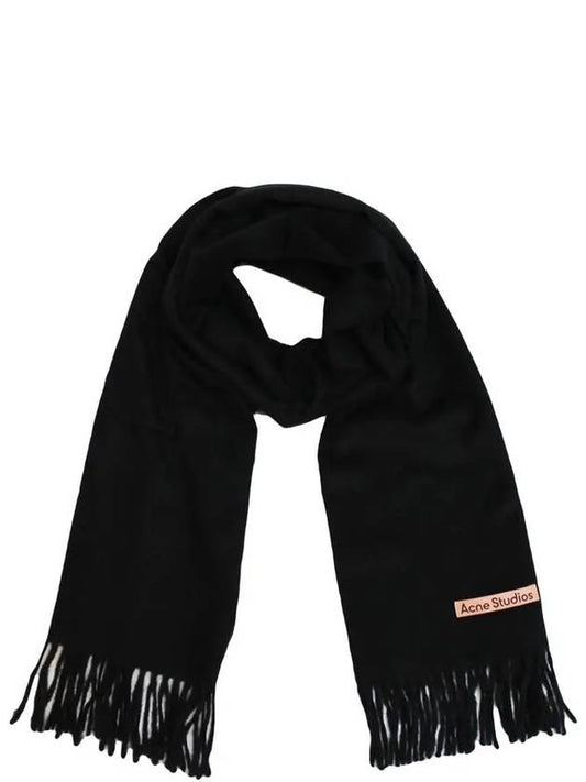 Logo Fringe Cashmere Muffler Black - ACNE STUDIOS - BALAAN 2