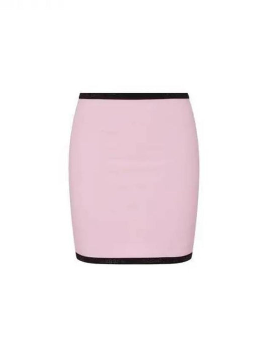 Women's Crystal Logo Trim Skirt Pink 270338 - ALEXANDER WANG - BALAAN 1