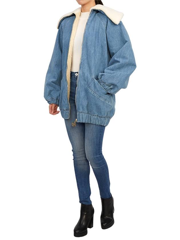 Big Neck Shearling Denim Jacket Light Blue - PATOU - BALAAN 9