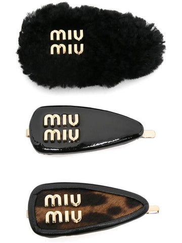 Miu Miu Logo-Lettering Hair Clips (Set Of Three) - MIU MIU - BALAAN 1