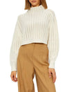 High Neck Back Button Crop Knit Top White - MAX MARA - BALAAN 3