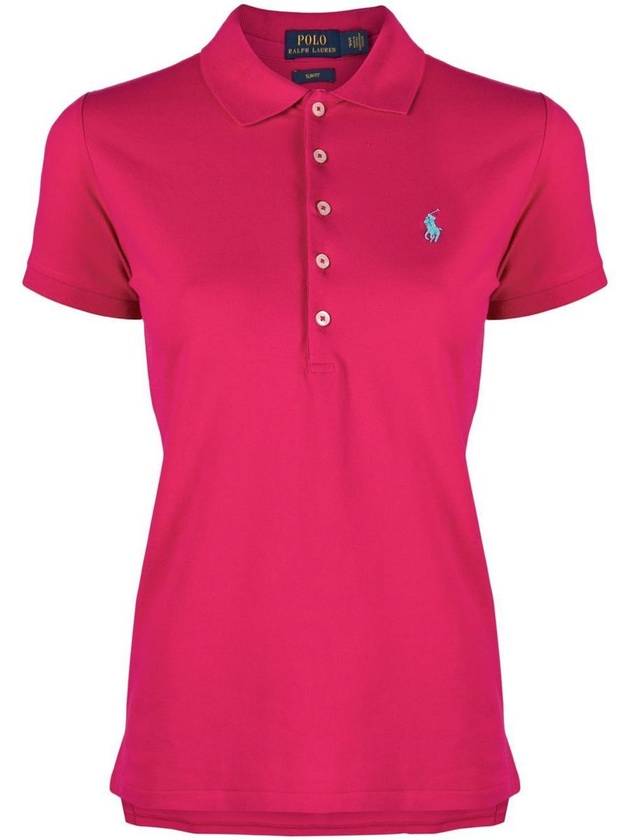 Women's Julie Logo Embroidered Short Sleeve PK Shirt Rosa Fuchsia - POLO RALPH LAUREN - BALAAN 2