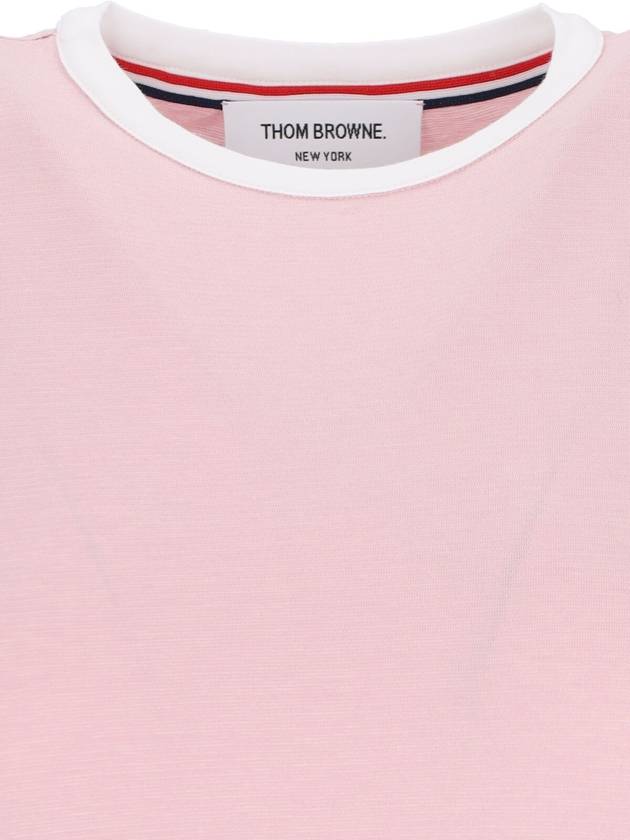 Women's Melange Jersey Ringer Short Sleeve T-Shirt Light Pink - THOM BROWNE - BALAAN 4