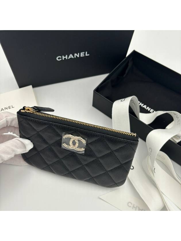 Season mini caviar pouch bag black gold - CHANEL - BALAAN 3