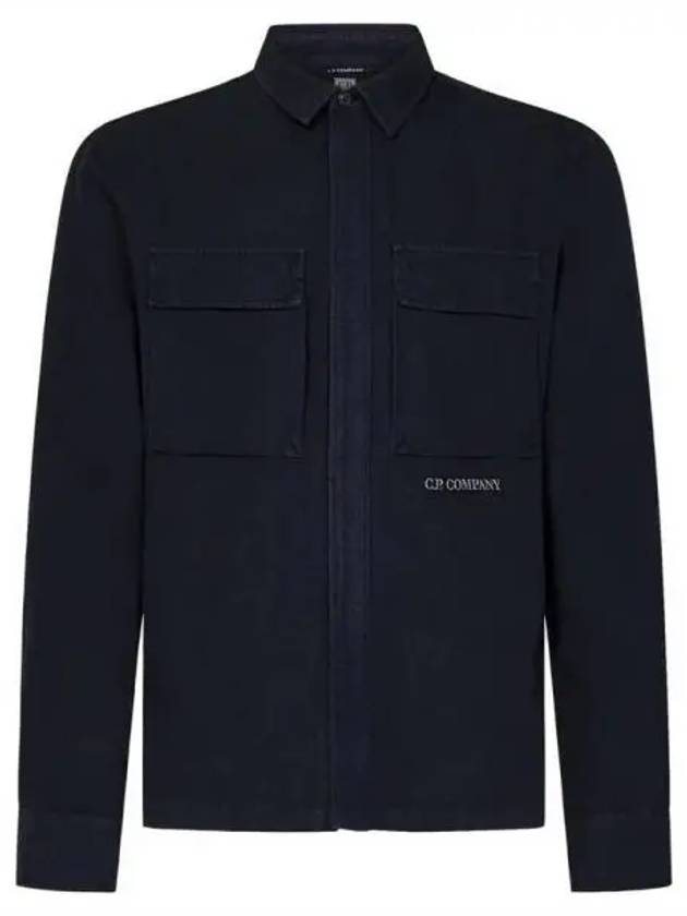 Broken Linen Cotton Long Sleeve Shirt Black - CP COMPANY - BALAAN 2