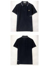 Men's Two Line Wappen Patch Cotton Short Sleeve Polo Shirt Blue Navy - STONE ISLAND - BALAAN 6