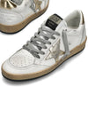 Women's Ballstar Leather Upper Laminate Star Heel Tab Low Top Sneakers Milk Gold - GOLDEN GOOSE - BALAAN 2