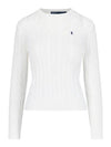 Embroidered Logo Pony Cable Knit Top White - POLO RALPH LAUREN - BALAAN 2