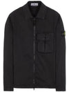 Garment Dyed Stretch Cotton Overshirt Black - STONE ISLAND - BALAAN 2