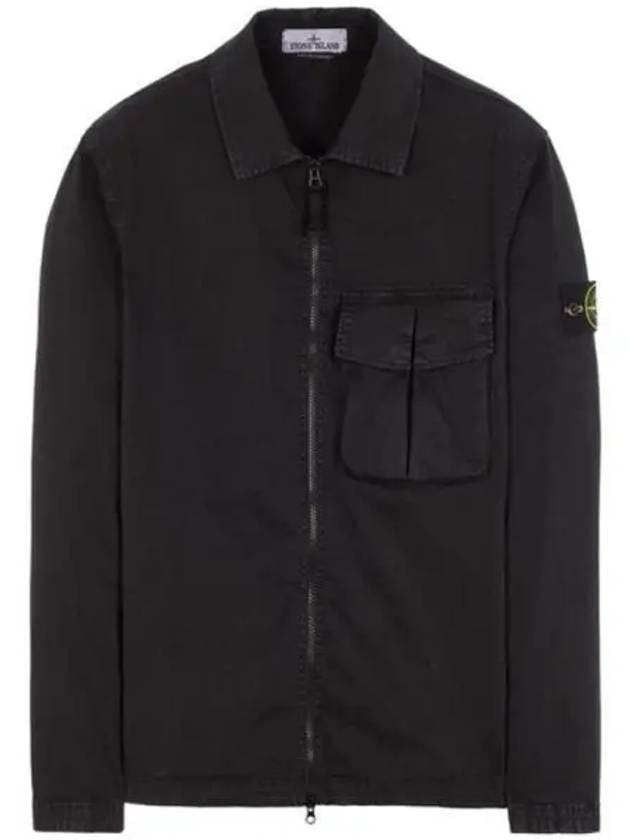 Garment Dyed Stretch Cotton Overshirt Black - STONE ISLAND - BALAAN 2