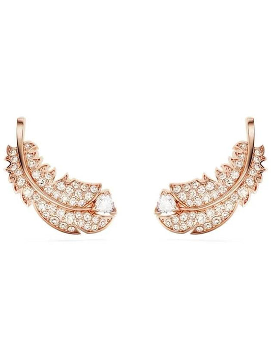 Idyllia Nice Feather Stud Earrings Rose Gold - SWAROVSKI - BALAAN 2