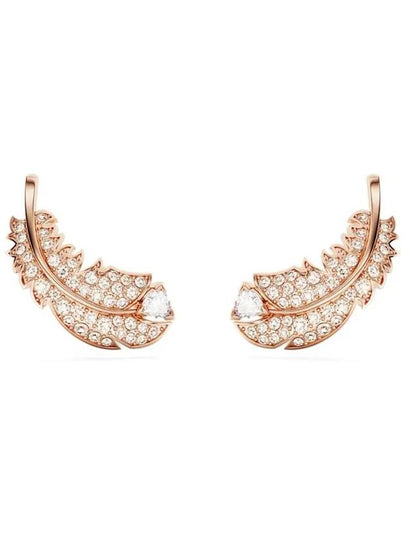 Idyllia Nice Feather Stud Earrings Rose Gold - SWAROVSKI - BALAAN 2