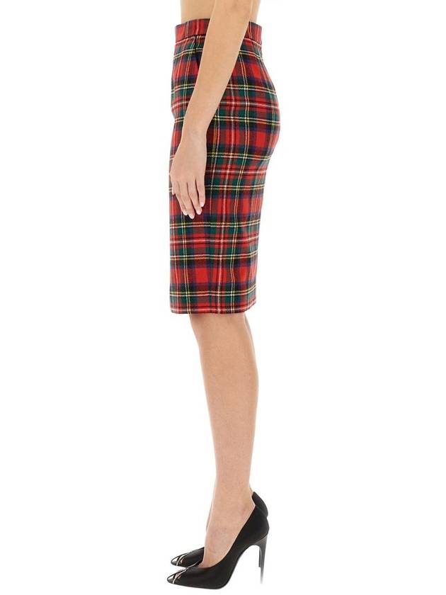 Tartan Motifwool Midi Skirt 763685 Y2H556363 B0010654442 - SAINT LAURENT - BALAAN 5