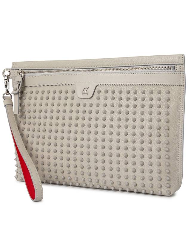 Spike Leather Clutch Bag White - CHRISTIAN LOUBOUTIN - BALAAN 3