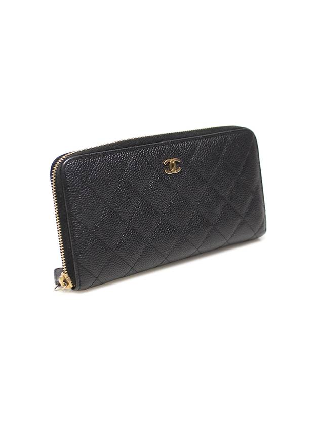 Women s Chanel A50097 Black Caviar Skin Gold CC Logo Zipper Long Wallet 16th gt Gangbuk used luxury goods - CHANEL - BALAAN 4