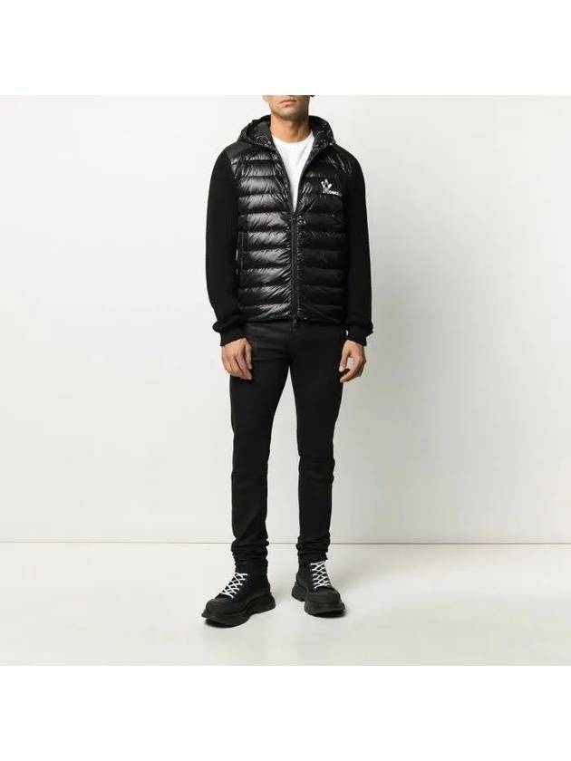 logo knit padding mix hooded jacket black - MONCLER - BALAAN 8