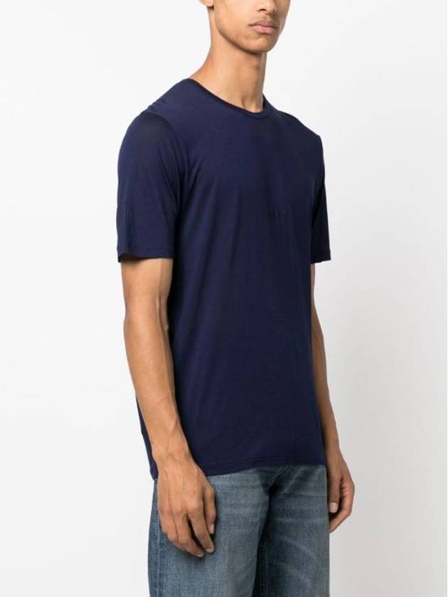 Basic Short Sleeve T-Shirt Blue - SAINT LAURENT - BALAAN 3