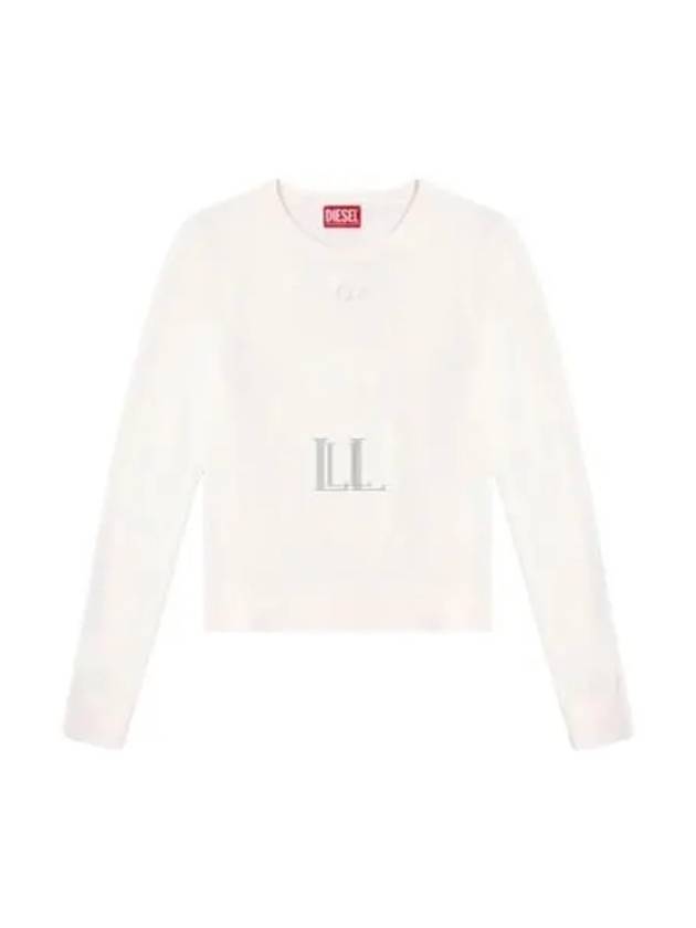 Women's Cut-Out Logo Jumper Wool Knit Top White - DIESEL - BALAAN 2