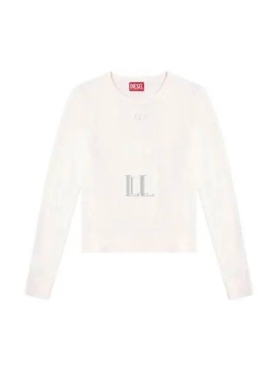 Women's Cut-Out Logo Jumper Wool Knit Top White - DIESEL - BALAAN 2