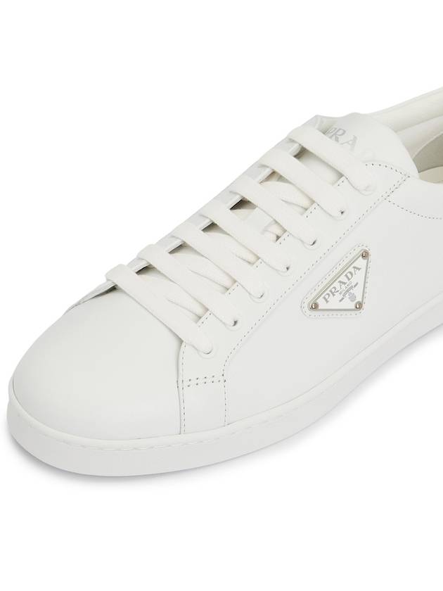 Brushed Leather Low Top Sneakers White - PRADA - BALAAN 8