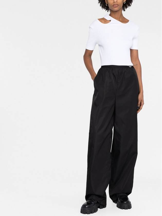 Logo Re-Nylon Wide Leg Track Pants Black - PRADA - BALAAN 1