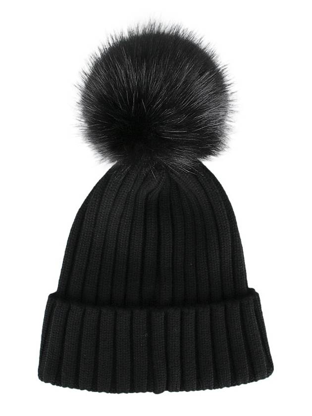 Pom-Pom Detail Wool Beanie Black - MONCLER - BALAAN 4