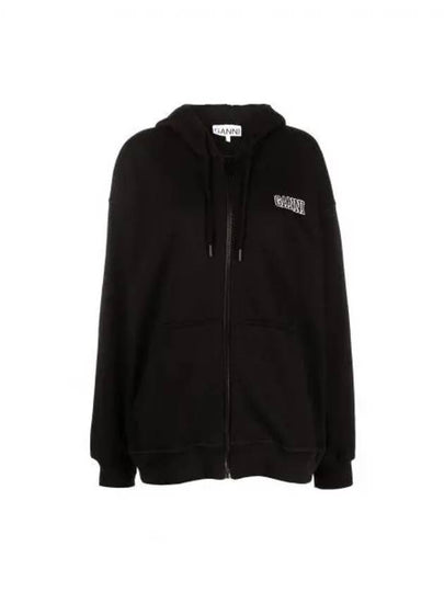 Logo Zip-Up Hoodie Black - GANNI - BALAAN 2