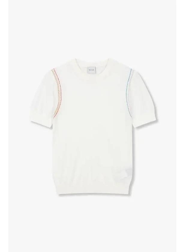 Women s Stitched Crew Neck Knit White - PAUL SMITH - BALAAN 1