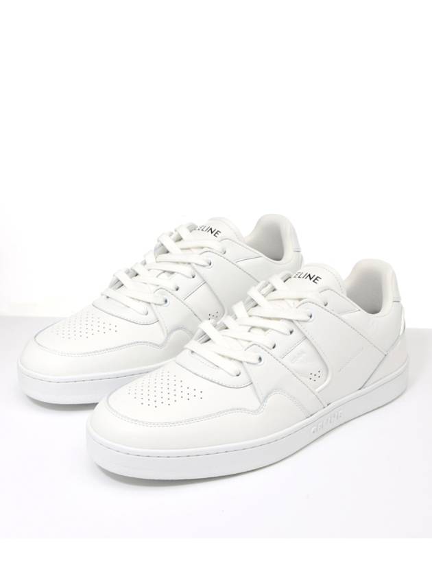 Men's Lace Up Calfskin Low-Top Sneakers Optic White - CELINE - BALAAN 8